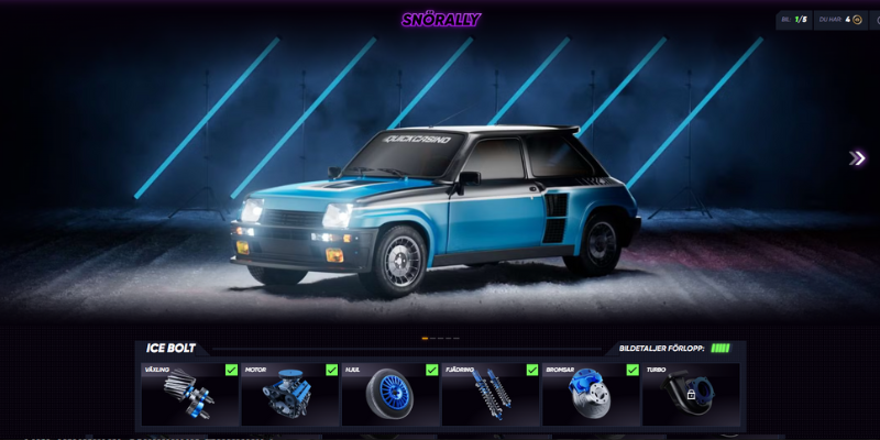 En nästan helt uppgraderad bil i Snörally